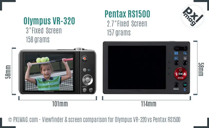 Olympus VR-320 vs Pentax RS1500 Screen and Viewfinder comparison