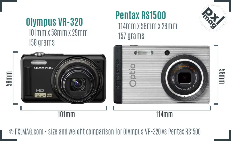 Olympus VR-320 vs Pentax RS1500 size comparison