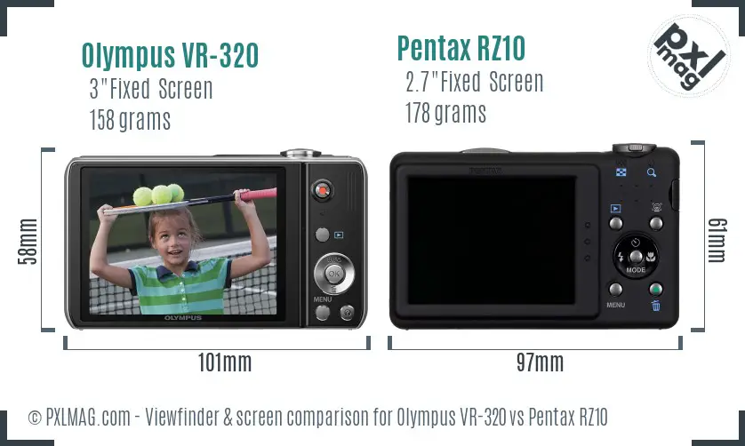 Olympus VR-320 vs Pentax RZ10 Screen and Viewfinder comparison