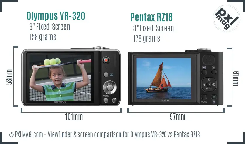 Olympus VR-320 vs Pentax RZ18 Screen and Viewfinder comparison