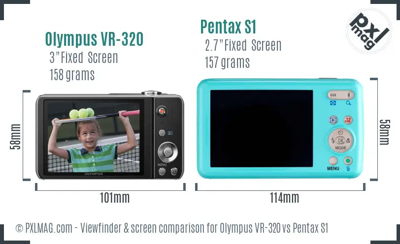 Olympus VR-320 vs Pentax S1 Screen and Viewfinder comparison