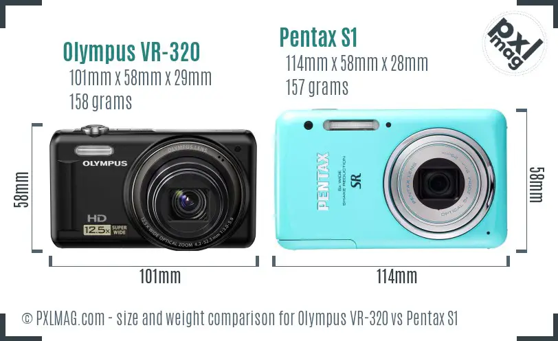 Olympus VR-320 vs Pentax S1 size comparison