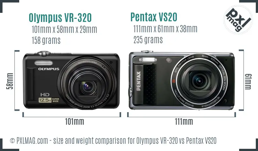 Olympus VR-320 vs Pentax VS20 size comparison
