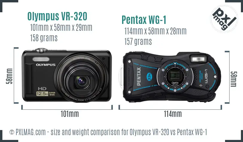 Olympus VR-320 vs Pentax WG-1 size comparison