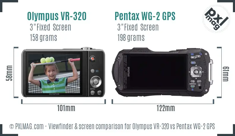 Olympus VR-320 vs Pentax WG-2 GPS Screen and Viewfinder comparison