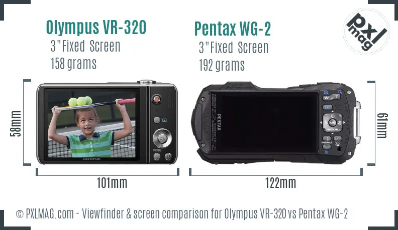 Olympus VR-320 vs Pentax WG-2 Screen and Viewfinder comparison