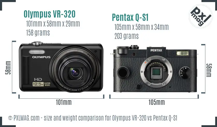 Olympus VR-320 vs Pentax Q-S1 size comparison