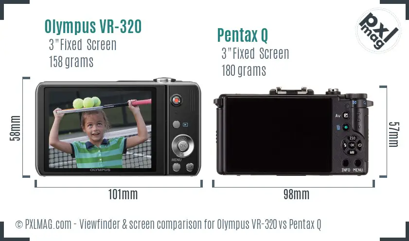 Olympus VR-320 vs Pentax Q Screen and Viewfinder comparison