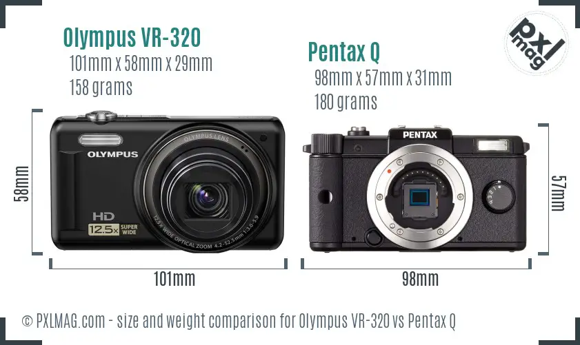 Olympus VR-320 vs Pentax Q size comparison