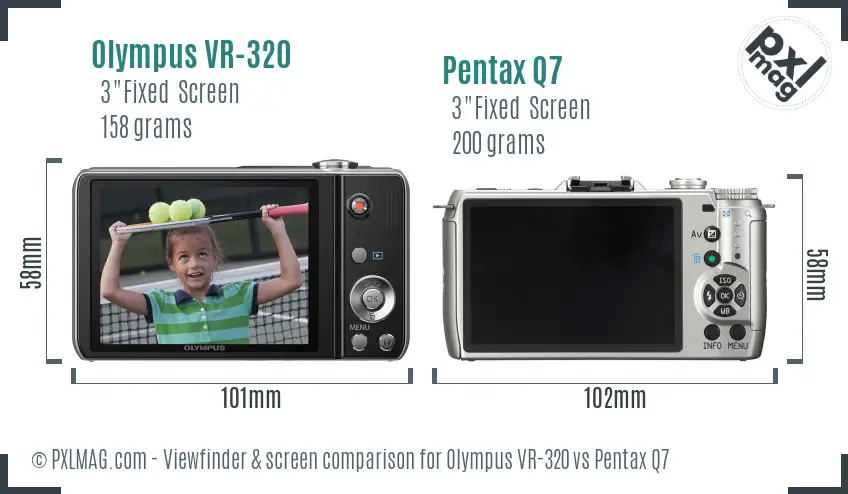 Olympus VR-320 vs Pentax Q7 Screen and Viewfinder comparison