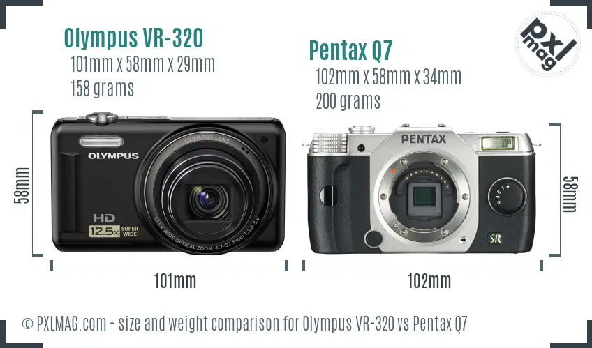 Olympus VR-320 vs Pentax Q7 size comparison