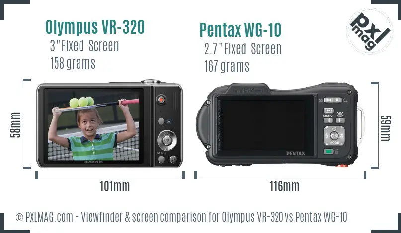 Olympus VR-320 vs Pentax WG-10 Screen and Viewfinder comparison