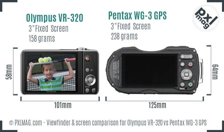 Olympus VR-320 vs Pentax WG-3 GPS Screen and Viewfinder comparison