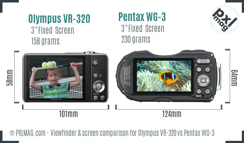 Olympus VR-320 vs Pentax WG-3 Screen and Viewfinder comparison Olympus VR-320 vs Pentax WG-3 Screen and Viewfinder comparison