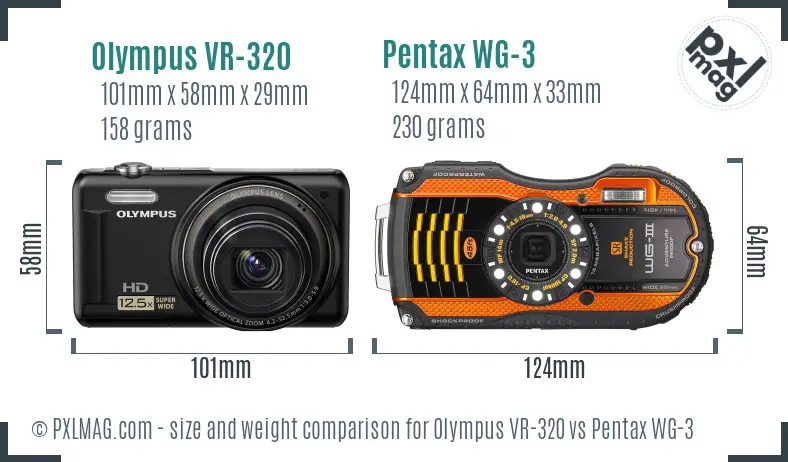 Olympus VR-320 vs Pentax WG-3 size comparison Olympus VR-320 vs Pentax WG-3 size comparison