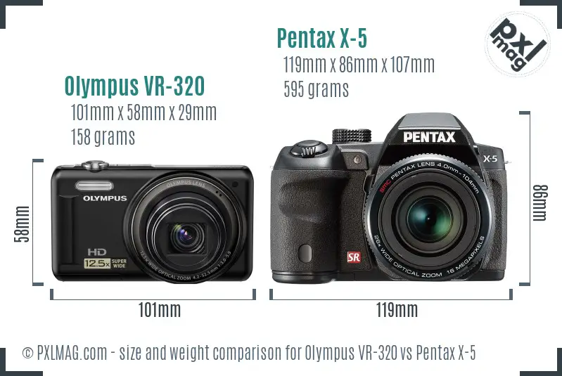 Olympus VR-320 vs Pentax X-5 size comparison