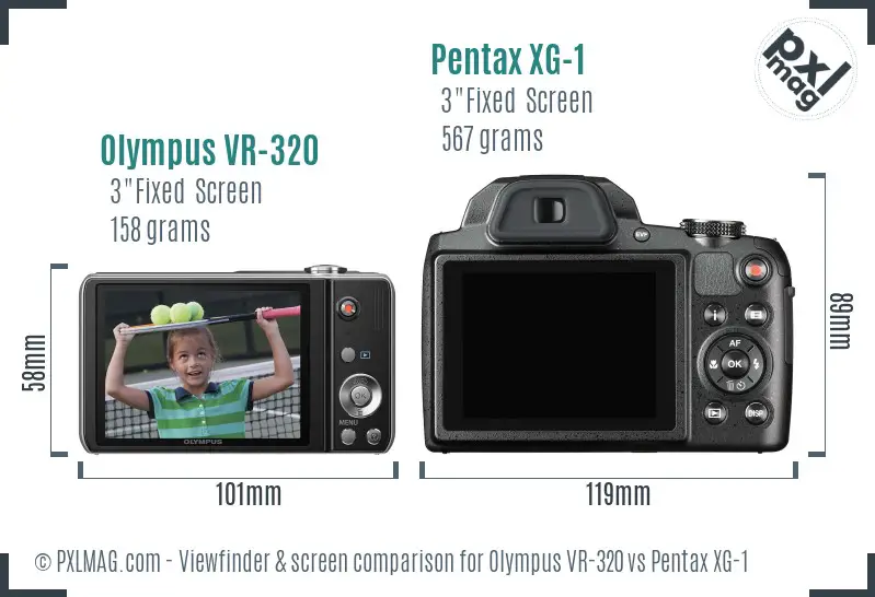 Olympus VR-320 vs Pentax XG-1 Screen and Viewfinder comparison