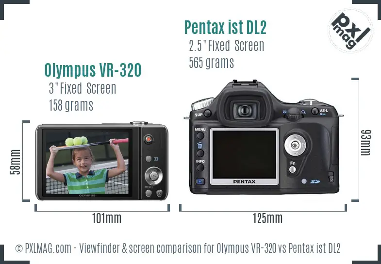 Olympus VR-320 vs Pentax ist DL2 Screen and Viewfinder comparison