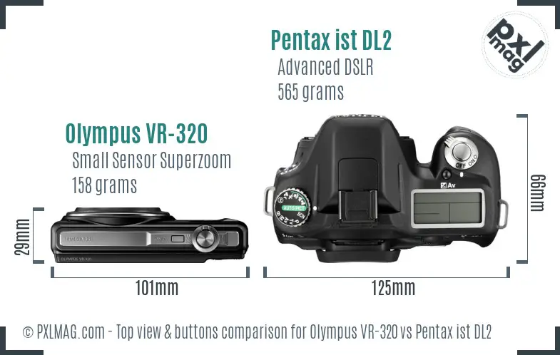 Olympus VR-320 vs Pentax ist DL2 top view buttons comparison