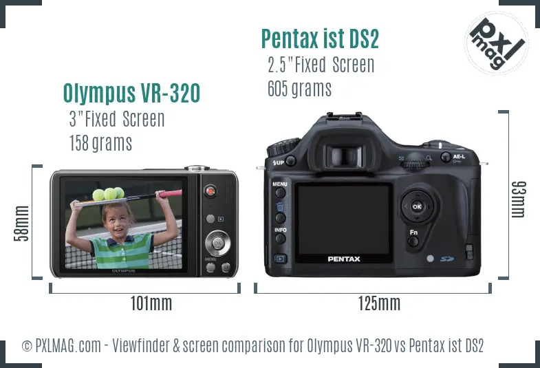 Olympus VR-320 vs Pentax ist DS2 Screen and Viewfinder comparison