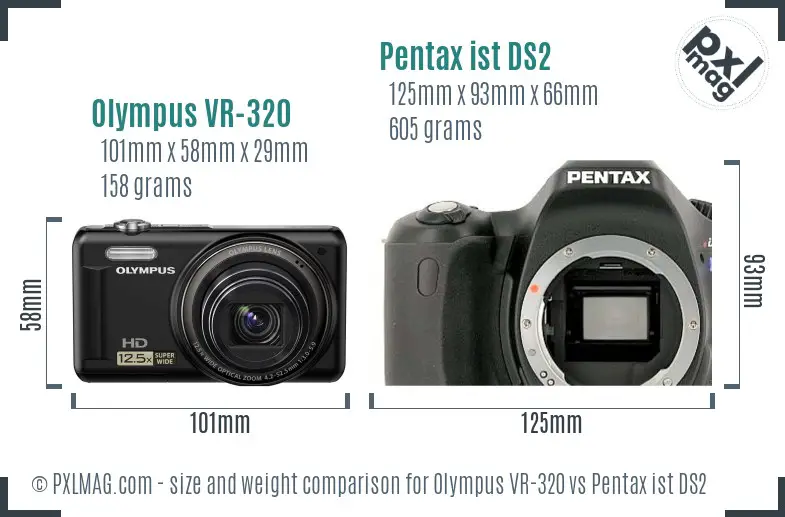 Olympus VR-320 vs Pentax ist DS2 size comparison