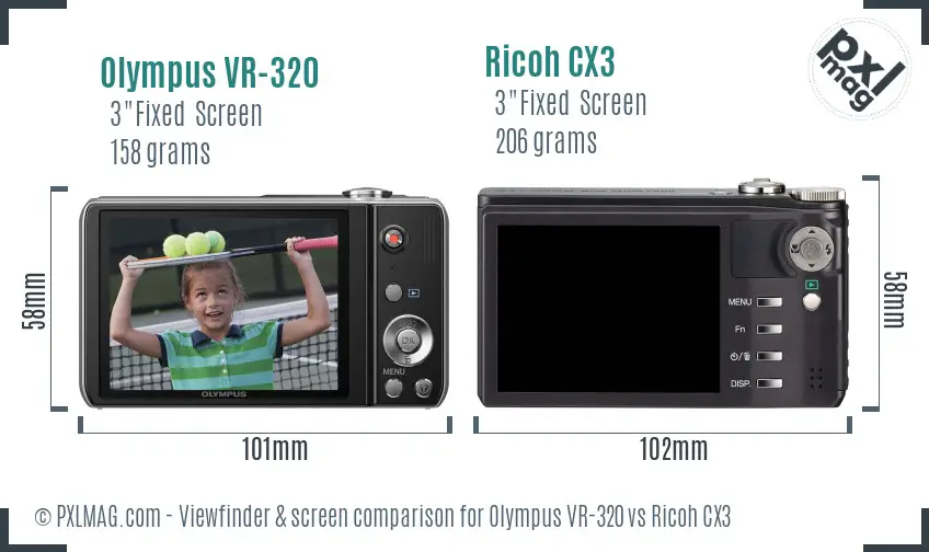 Olympus VR-320 vs Ricoh CX3 Screen and Viewfinder comparison Olympus VR-320 vs Ricoh CX3 Screen and Viewfinder comparison