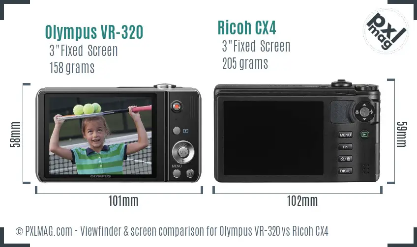 Olympus VR-320 vs Ricoh CX4 Screen and Viewfinder comparison Olympus VR-320 vs Ricoh CX4 Screen and Viewfinder comparison