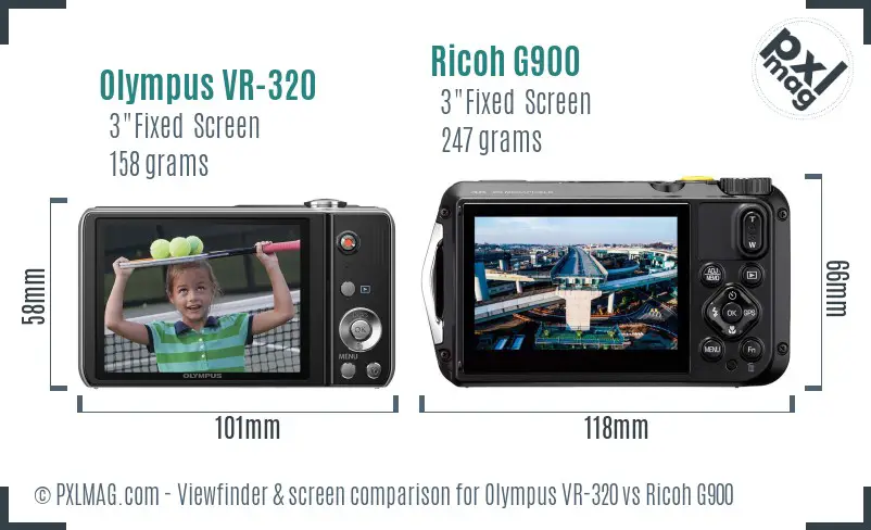 Olympus VR-320 vs Ricoh G900 Screen and Viewfinder comparison