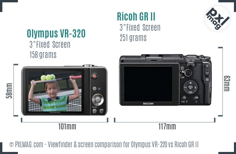 Olympus VR-320 vs Ricoh GR II Screen and Viewfinder comparison