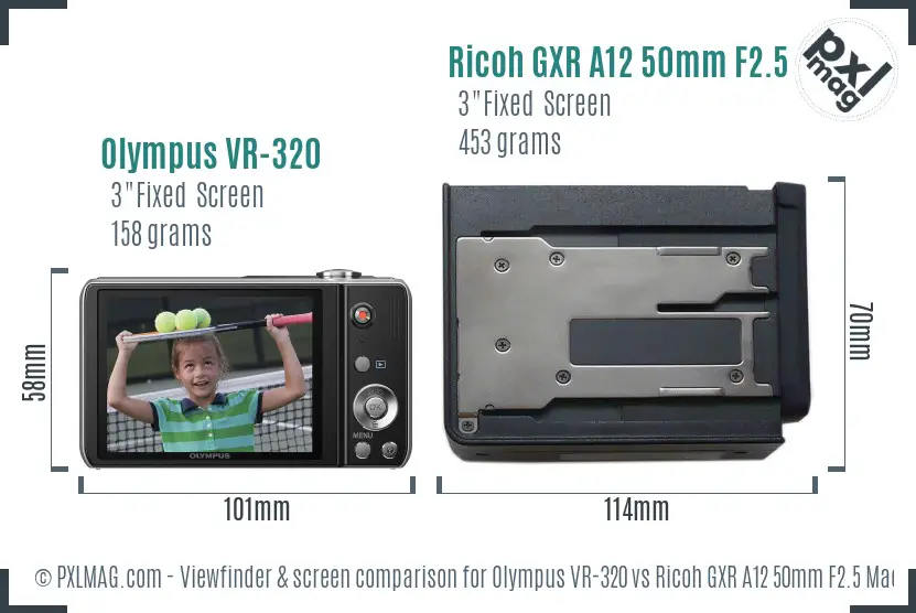 Olympus VR-320 vs Ricoh GXR A12 50mm F2.5 Macro Screen and Viewfinder comparison