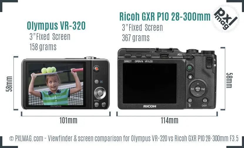 Olympus VR-320 vs Ricoh GXR P10 28-300mm F3.5-5.6 VC Screen and Viewfinder comparison Olympus VR-320 vs Ricoh GXR P10 28-300mm F3.5-5.6 VC Screen and Viewfinder comparison