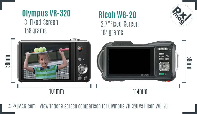 Olympus VR-320 vs Ricoh WG-20 Screen and Viewfinder comparison