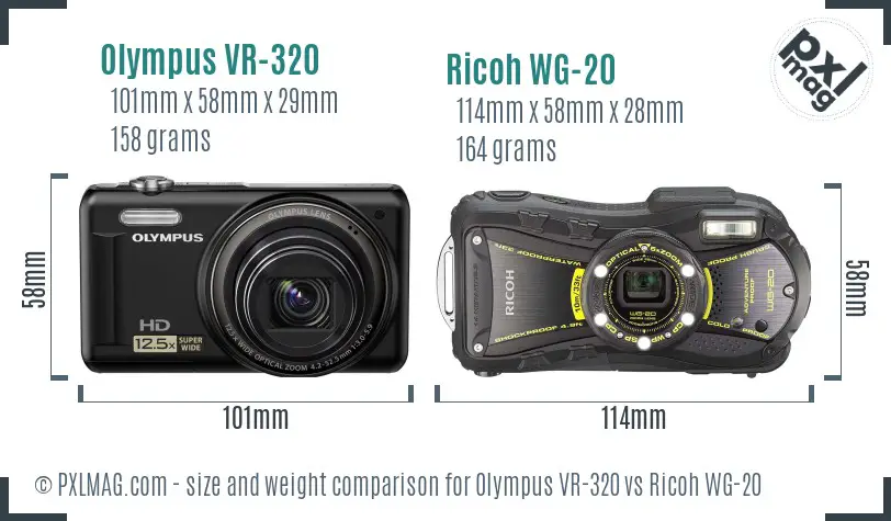 Olympus VR-320 vs Ricoh WG-20 size comparison