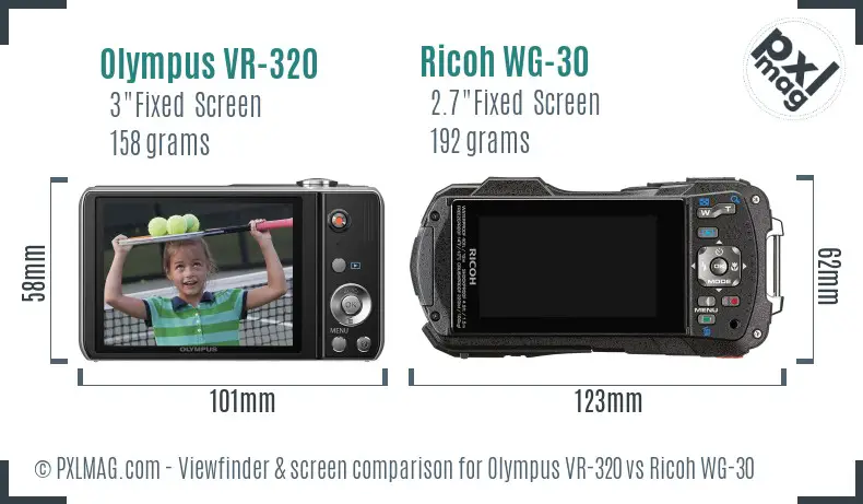 Olympus VR-320 vs Ricoh WG-30 Screen and Viewfinder comparison