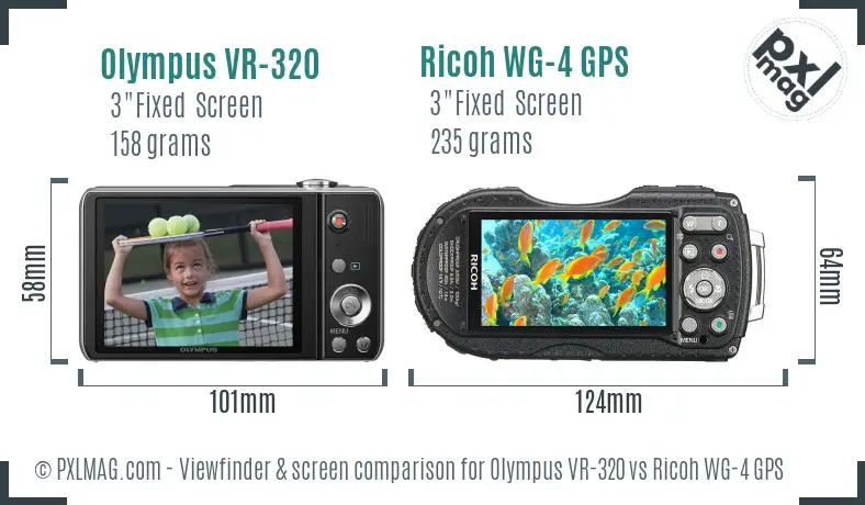 Olympus VR-320 vs Ricoh WG-4 GPS Screen and Viewfinder comparison