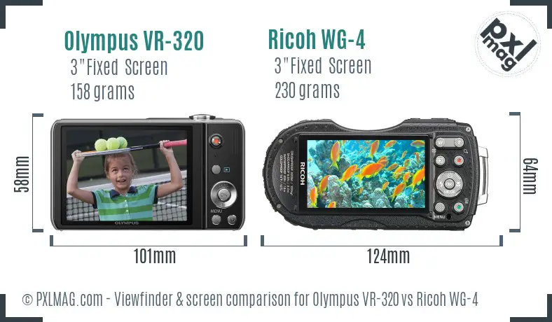 Olympus VR-320 vs Ricoh WG-4 Screen and Viewfinder comparison Olympus VR-320 vs Ricoh WG-4 Screen and Viewfinder comparison