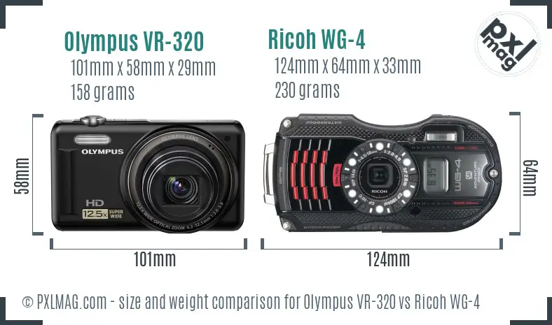 Olympus VR-320 vs Ricoh WG-4 size comparison Olympus VR-320 vs Ricoh WG-4 size comparison