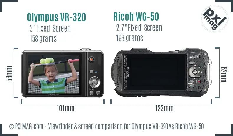 Olympus VR-320 vs Ricoh WG-50 Screen and Viewfinder comparison