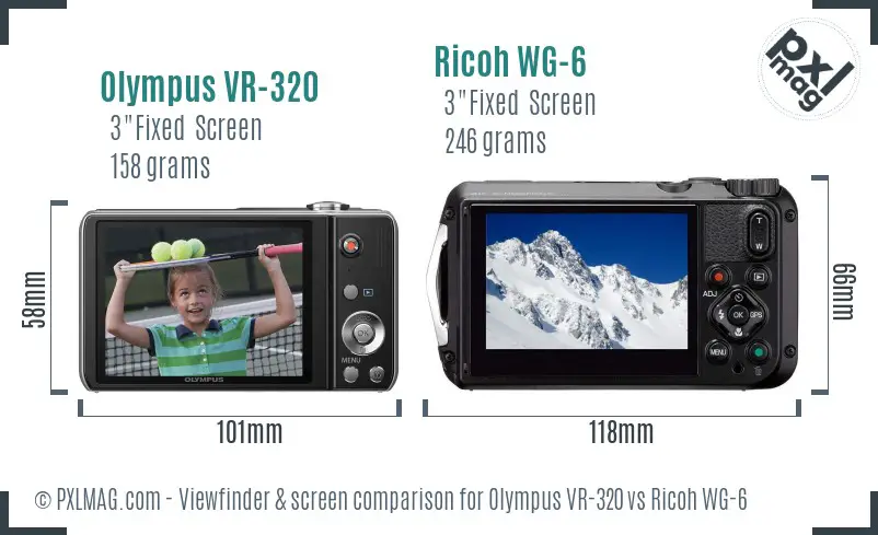 Olympus VR-320 vs Ricoh WG-6 Screen and Viewfinder comparison