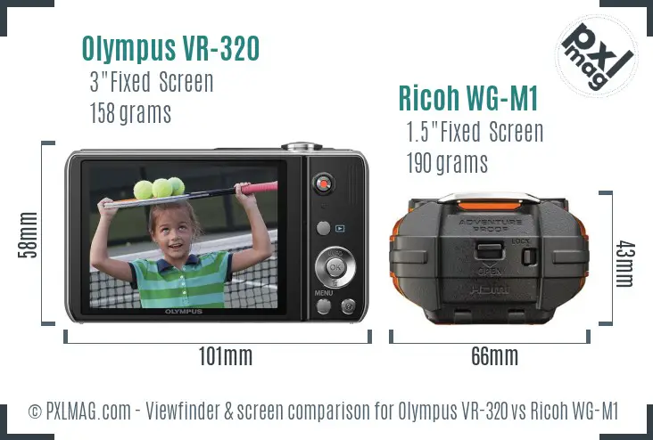 Olympus VR-320 vs Ricoh WG-M1 Screen and Viewfinder comparison Olympus VR-320 vs Ricoh WG-M1 Screen and Viewfinder comparison