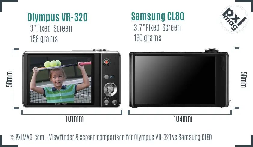 Olympus VR-320 vs Samsung CL80 Screen and Viewfinder comparison