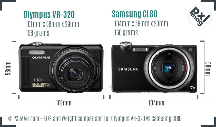 Olympus VR-320 vs Samsung CL80 size comparison