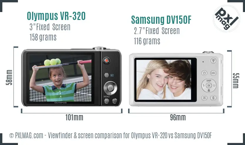 Olympus VR-320 vs Samsung DV150F Screen and Viewfinder comparison