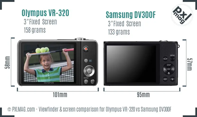 Olympus VR-320 vs Samsung DV300F Screen and Viewfinder comparison