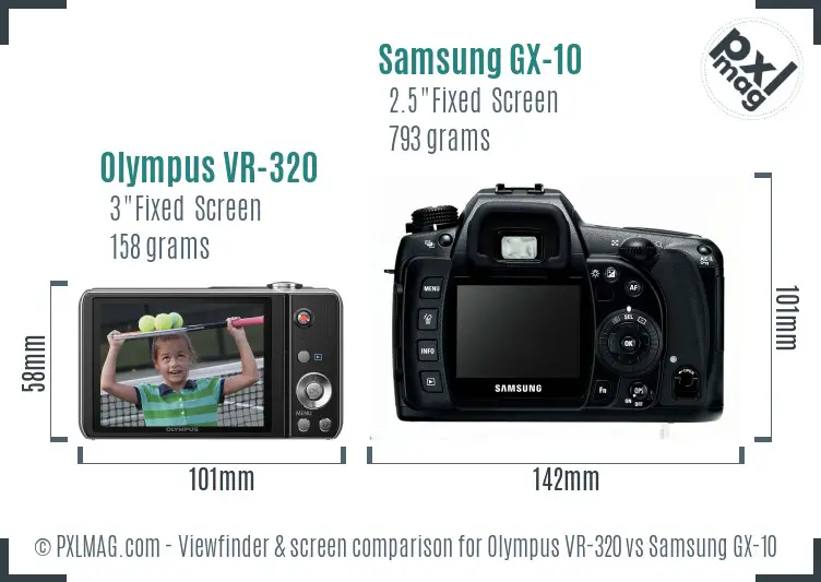 Olympus VR-320 vs Samsung GX-10 Screen and Viewfinder comparison