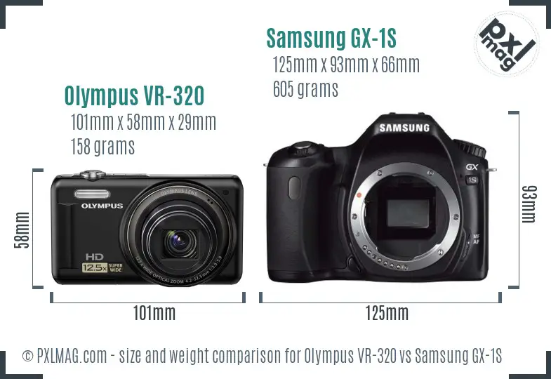 Olympus VR-320 vs Samsung GX-1S size comparison