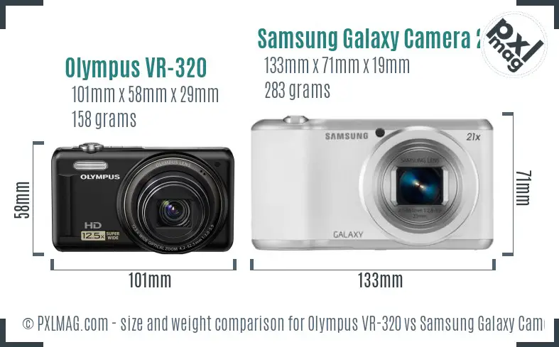 Olympus VR-320 vs Samsung Galaxy Camera 2 size comparison