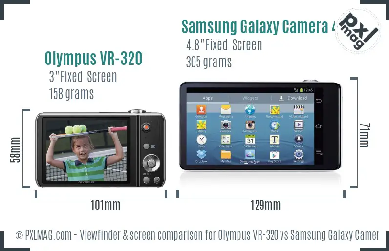 Olympus VR-320 vs Samsung Galaxy Camera 4G Screen and Viewfinder comparison Olympus VR-320 vs Samsung Galaxy Camera 4G Screen and Viewfinder comparison