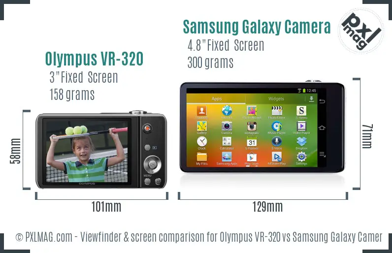Olympus VR-320 vs Samsung Galaxy Camera Screen and Viewfinder comparison
