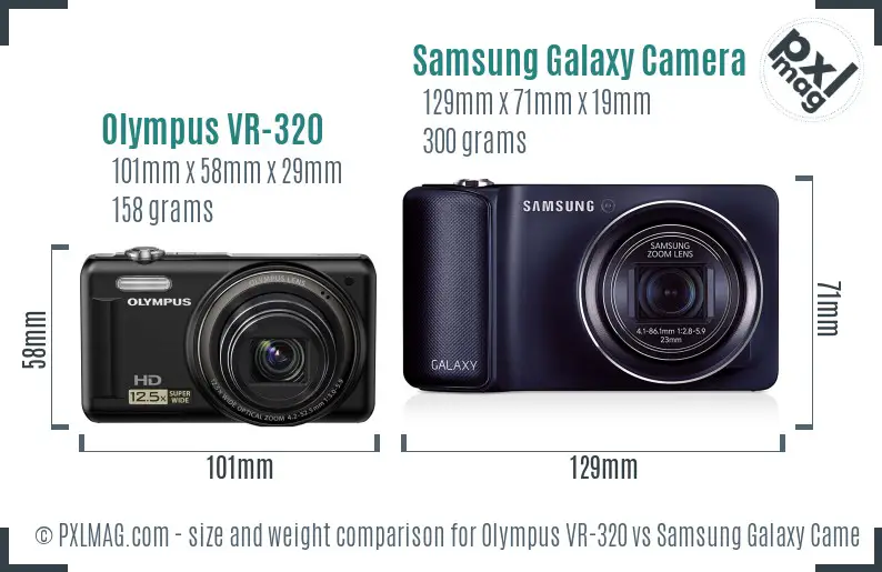 Olympus VR-320 vs Samsung Galaxy Camera size comparison